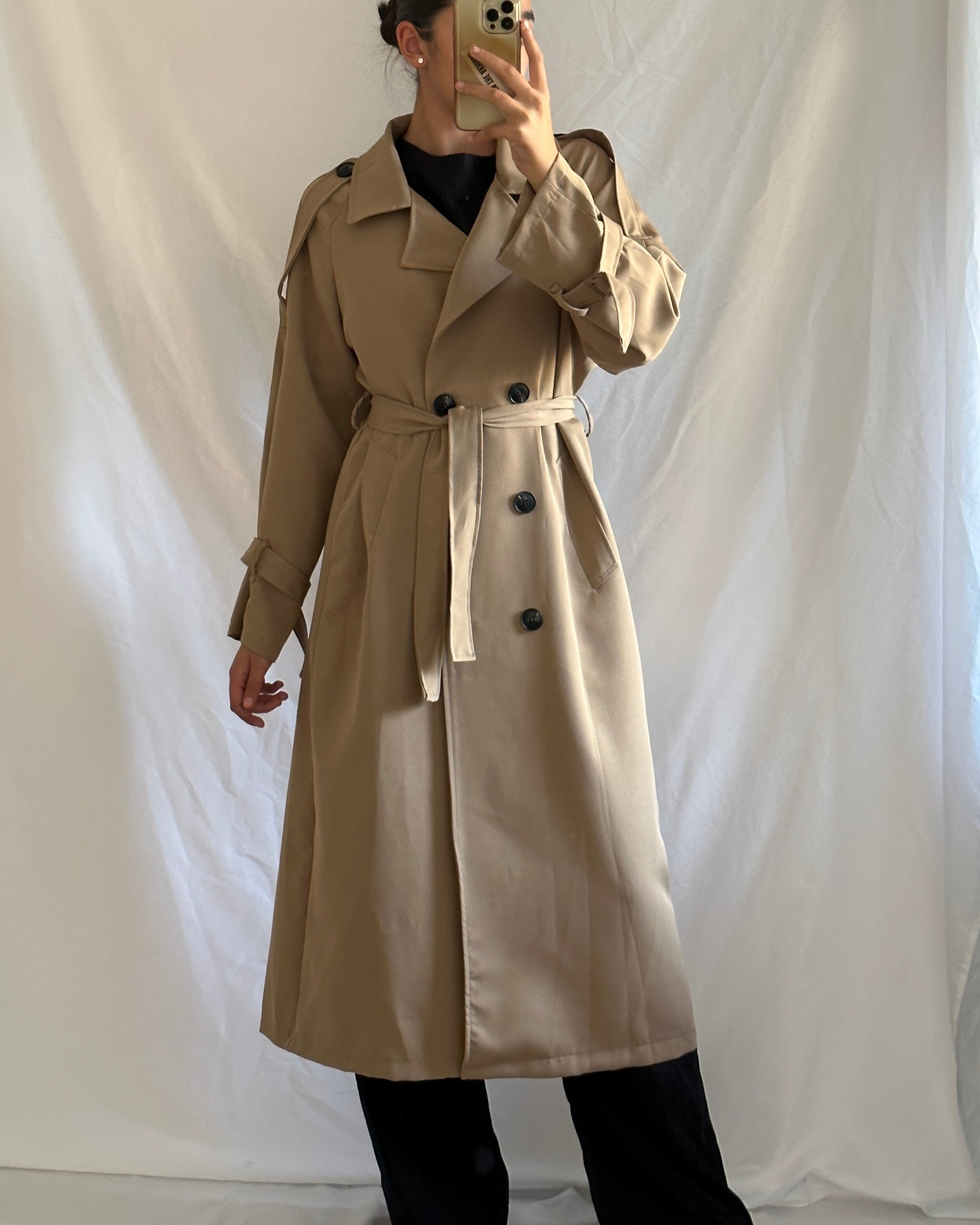 Langer Trenchcoat in beige